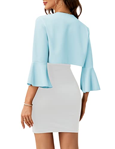 Image of Bolero Cardigans for Women, 3 /4 Sleeve Open Front Cropped Cardigan Soft Knit Bolero Shrug Jackets for Evening Dresses