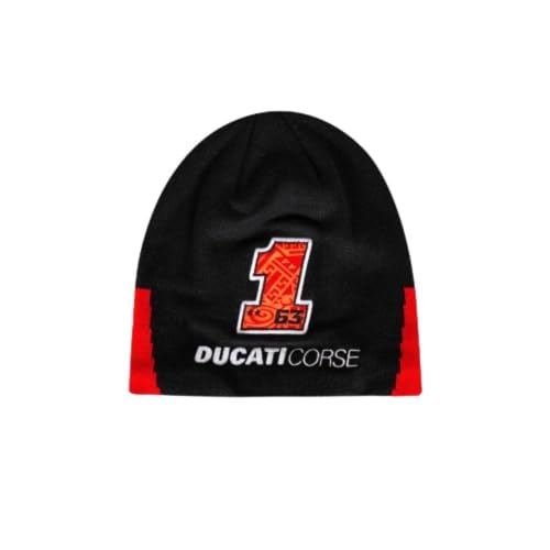 Valentino Rossi Bagnaia-Ducati Dual Line Beanie, Negro, Talla única para Hombre