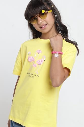 Image of Under Fourteen Only Girls Cotton Tops Collection - Round Neck, Crop Top, Full & Half Sleeve, Drop Shoulder, Ruffle Sleeve, Graphic Printed, Embroidered & Slub Knit Styles