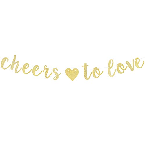 LINGTEER Cheers to Love Gold Glitter Bunting Banner Perfect for Wedding Engagement Anniversary Bridal Shower Party Gift Decorations Backdrop Sign.