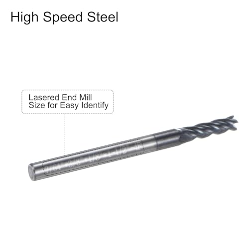 Image of uxcell 5pcs End Mill 7 /64 inch x 3 /8 inch 4 Flutes Spiral Helical Groove Tungsten Steel Straight Shank CNC Milling Bits for Aluminum Steel Cutting Metalworking