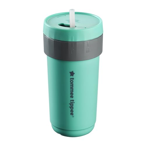 Tommee Tippee 3-in-1 Insulated Convertible Cup, 18m+, 10oz, Pack of 1, Non-Spill Multi-Use Cup for Toddlers, Teal, Leak-Proof, Bite-Resistant and BPA Free