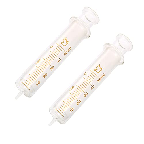 Lot de 2 seringues en verre réutilisables, seringues en verre de 50 ml de diamètre standard pour...