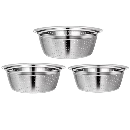getuse 3 coladores apilables de acero inoxidable para cocina, tamiz de pasta y tamiz de arroz, duradero y fácil de limpiar