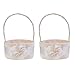Milageto 2X Champagne in Raso Chic Bud Flower Design Round Flower Girl Basket Cestino da Sposa Damigella d'Onore Decorazione di di Festa di