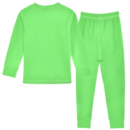 Fluorescent Green Long Sleeve Pajamas Set Sleepwear Jammies 2pcs Set Pjs Fluorescent Green3