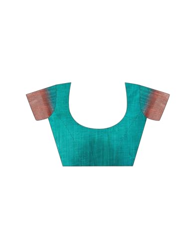 Image of Satrani Women's Linen Printed & Zari Border Ready To Wear One Minute Pre Pleated Readymade Saree with Unstitched Blouse Piece