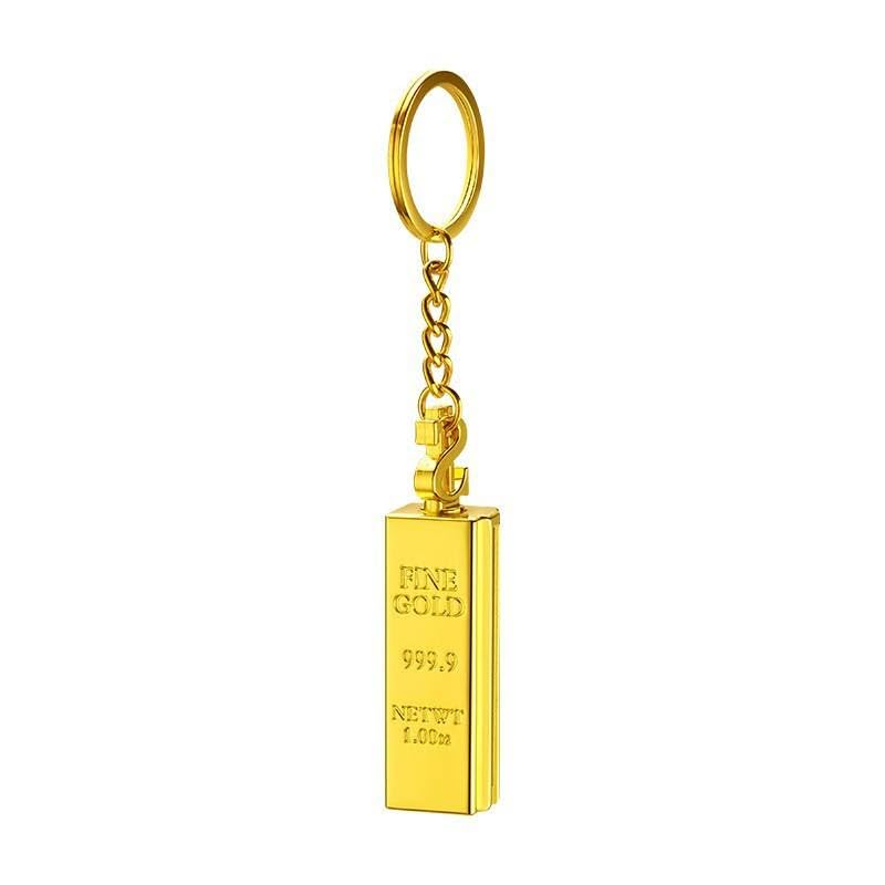 Image of Gold Bar Match Lighter | Portable Waterproof and Windproof Vintage Kerosene Lighter with Key Chain Attached | Golden