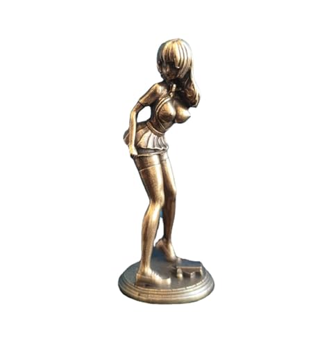 Minifalda de latón hermosa chica belleza estatua, bikini de metal desnudo mujer escultura figuras miniaturas arte corporal manualidades escritorio adornos decoración hogar coche