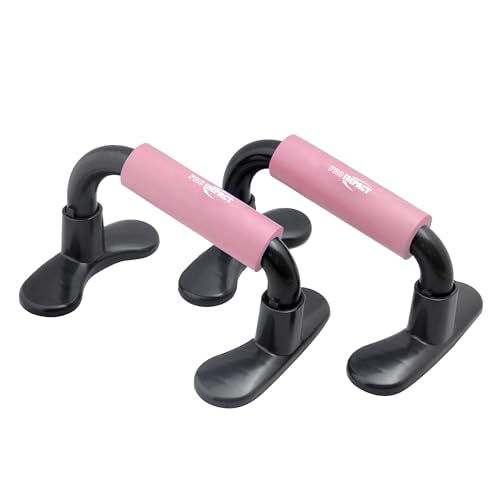Pro Impact Push Up Handles with Non Slip Foam – Portable, Durable, Lightweight, Compact for Back, Shoulders, Dips, V-Sits – Strength Training and Press Pull Core Exercise – Home Gym equipment