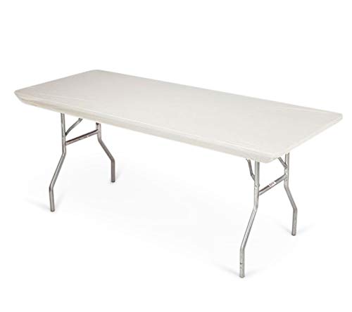 Image of Kwik-Covers 6' Rectangle Plastic Table Covers 30 inch x 72 inch, Bundle of 5 (Ivory)