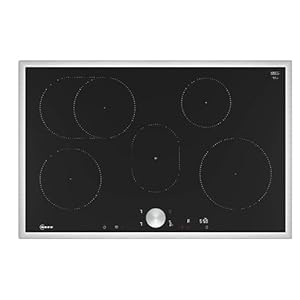 NEFF T58STF1L0, N 90, Induktionskochfeld, autarkes Glaskeramik-Kochfeld 80 cm breit, Twist Pad, Home Connect, Smart Hood Automatic, Powerstufe, aufliegend, Schwarz