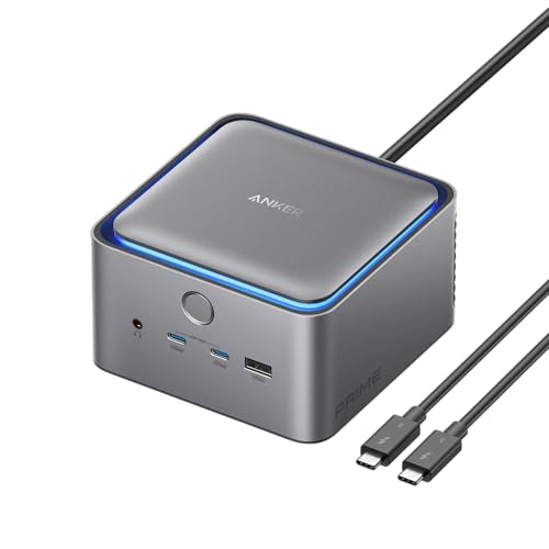 Anker Prime TB5 Docking Station 14 Ports Thunderbolt 5 Docking Station with 140W Max Charging 120Gbps Max Transfer Ambient LED Lighting Cooling System Up to 8K Display for Thunderbolt 5/4 Laptops