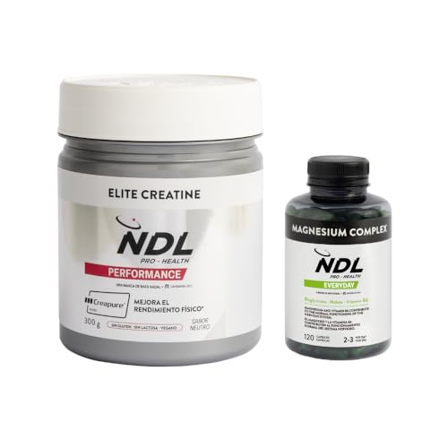 NDL Pro-Health Creatina monohidratada Creapure® en polvo + Magnesium Complex con Vitamina B6 y D | Mejora el rendimiento físico y obtén más energía para tu día a día | Una marca de Rafa Nadal