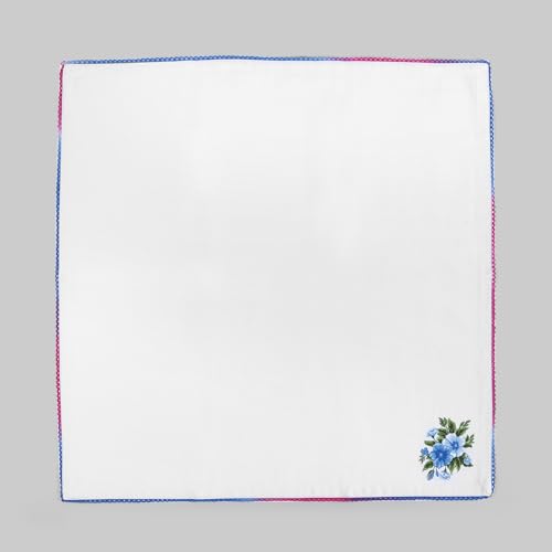 Image of FINGERCRAFT Cloth Napkins Set of 12 Cotton Linen Blend Fabric with Classic Lace 20x20 Inch Dinner Napkin Durable and Good Absorbency for Home, Hotels, Parties (Multi Floral)