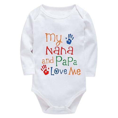 My Nana And Papa Love Me Baby Bodysuit Long Sleeve Baby Boy Romper Newborn Outfit