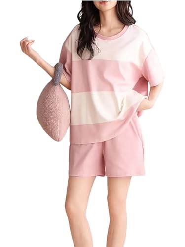 Image of Louis Luxe Cotton Blend Womens Korean Night Dress || Short Pyjama Set || Korean Nightsuit || Women Nightwear ||Round Neck Short Sleeve Nightsuit || Loungewear || Everyday Nightdress