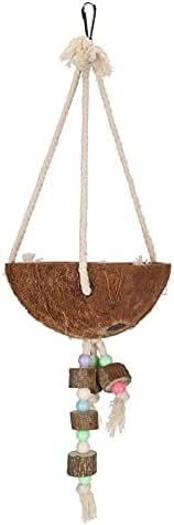 HERCHR Bird Nest, Natural Coconut Hanging Bed Coconut Bird Shell Breeding Nest Birdhouse Shell Swing Parrot Biting Toy Pet Supplies
