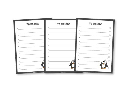 edelkern® | 3er Set To-Do-Liste „Pinguin“ | DIN A6 | 50 Blatt Block | Ideal als Notizblock, Terminplaner & Tagesplaner Cover