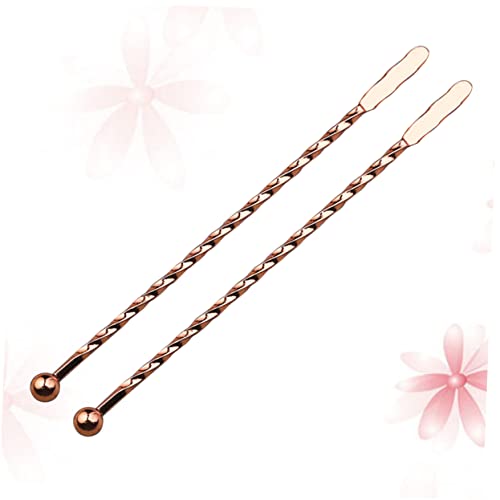 Unomor Bar Cocktail Muddler Drink Mixer Stirring Sticks 10pcs 304 Stainless Steel Swizzle Sticks Thread Rose Gold for Cafe Restaurant