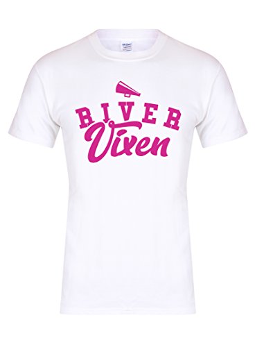 Kelham Print Unisex Slogan T-Shirt River Vixen White Medium with Fuschia