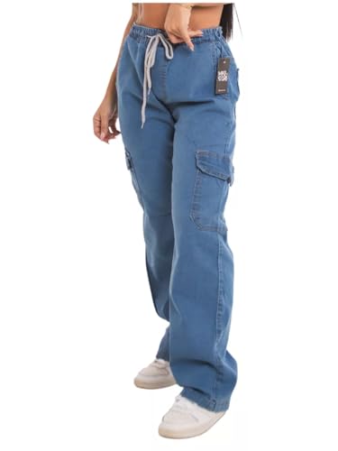 Calças Larga Cargo Bolso Lateral Moda Feminina Street Sk8 Confortável (BR, Alfa, M, Regular, Regular