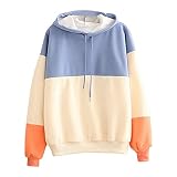 Sudadera con Capucha Mujer SHOBDW Lindo Contraste Color Pullover Sweatshirt Manga Larga Adolescentes Abrigos Deportivos...