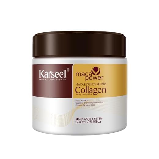 Karseell Colágeno Mascarilla Pelo, Maca Esencia Reparación Profunda Aceite de Argán Mascarilla Capilar para Seco y Dañado el Cabello Todo Tipo de Cabellos 500ml