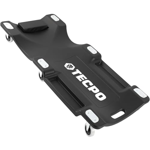 TECPO KFZ Rollbrett Werkstatt Rollliege Montageliege Werkstattliege Montagerollbrett 103 x 48 x 13cm mit 120kg Tragkraft und Kopfstütze,...