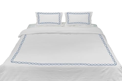 BedDecor 3PC Luxurious Classic Chain Pattern Embroidered Cotton Duvet Set