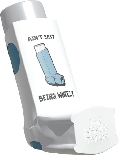 The Inhaler Tailor Inhaler Holder - for Ventolin & Shorter Style - Vegan Leather - Adults & Kids Inhaler Case with Eyelet for Keychain/Lanyard - Handmade (Shorter, Ain't Easy Being Wheezy)