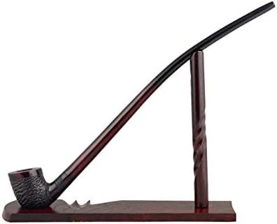 #81 Extra long red with carved bowl churchwarden gandalf tobacco smoking pipe with stand from Golden Pipe (Poland)