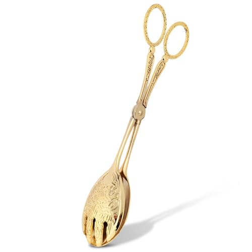 Toast Tong Gold Tongs for Serving Food Gold Buffettong for Toaster Fruits Bread Pickles Gold Plated Kitchentong Kitchen Utensil for Cheese Bacon Muffin Fruits Bread