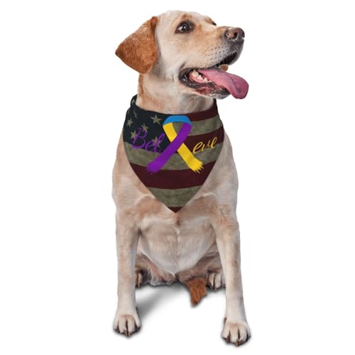Cancer Believe Bladder Cancer Yellow Purple Ribbon Dog Scarf Pet Bandana Cat Pet Bibs