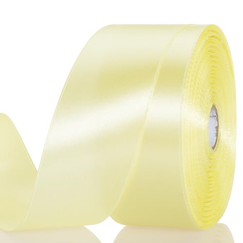 YASEO 1 1/2 Inch Baby Maize Solid Satin Ribbon for Gift Wrapping 50 Yards