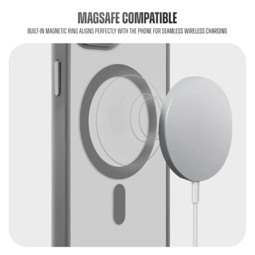 Image of GoldKart Magnetic Matte Translucent Back Cover Case for iPhone 12 | MagSafe Compatible | Shockproof Hybrid Bumper | Camera Lens Protection | Anti-Fingerprint Slim Protective Case (Grey)