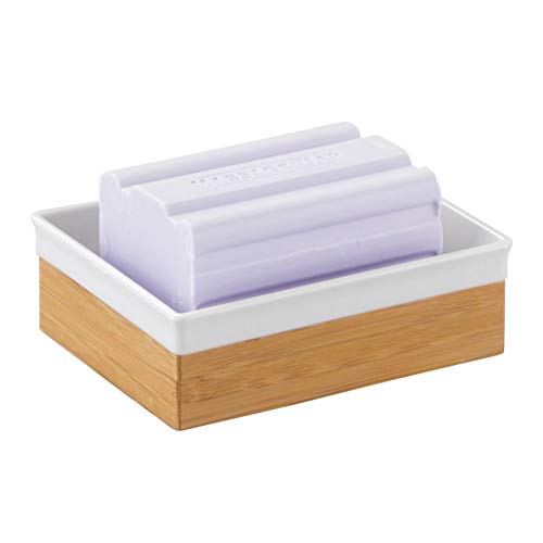 Idesign Formbu Soap Dish, 11.683999999999999X9.1440000000000001X3.81 Cm, White And Natural #TOP2