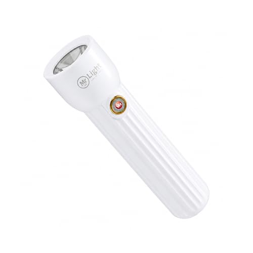 Image of Mr.Light Rechargeable LED Torch Light, USB Type-C Charging, 3 Modes (High /Low /Strobe), Up to 20 Hours Backup, Mini Lightweight Pocket Flashlight for Home, Camping, Hiking & Work (White)
