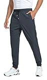 GAXIDES Sweatpants for Mens Joggers Lightweight Quick Dry Baggy Relaxed Fit Athletic Workout Track Hiking Elastic Pants with 3 Zipper Pockets Coldgrey M/32