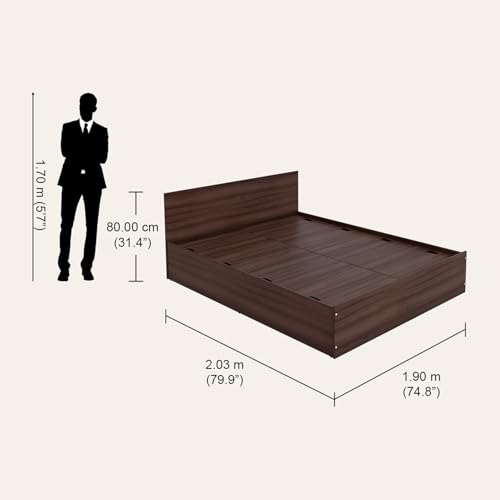 Image of Interio by Godrej EWA Engineered Wood Bed with Box Storage (King), 1-Year Warranty, Brown, Particle Board