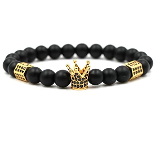 Bracelet en pierre naturelle pour hommes idéal au quotidien perles 8mm couronne