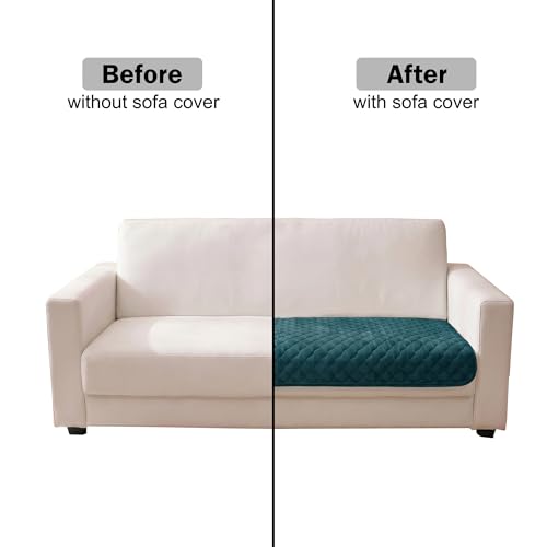 Image of Story@Home Premium Quilted Anti Slip Sofa Cover Mats for L Shape and 1 /2 /3 Seater Sofa. Make Your Own Sofa Cover Set, 70(D) x 180(L) cm - Teal