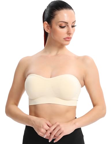 Gnowann Strapless Bras for Women Non-Slip Silicone Bandeau Bralette Seamless Wireless Strapless Bra Padded Tube Top4