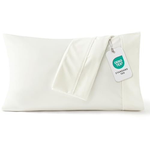 Bedsure Queen Pillow Cases Set of 2 - Ivory Brushed Microfiber Pillowcase 2 Pack, Super Soft Pillowcase, Pillow Case Covers with Envelope Closure, Wrinkle, Fade and Stain Resistant, 20x30 Inches
