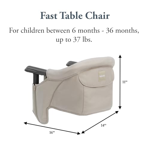 Image of Inglesina Fast Table Chair, Cream - Portable Baby High Chair - for Babies & Toddlers up to 37 lbs - Collapsible Design - Fits Tables 0.8'' to 3.5'' Thick - Compact & Easy to Use - Travel Bag Included