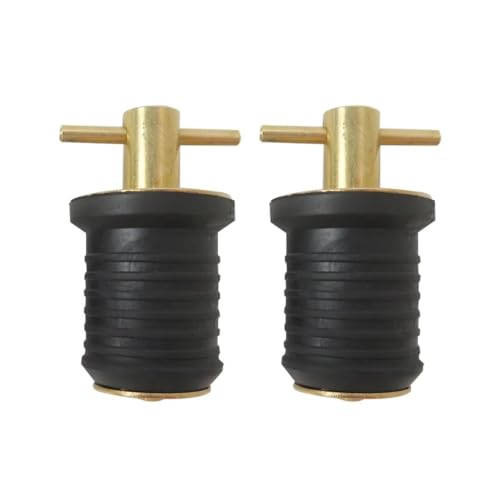 GRABOTE Upgraded 2 Pcs Boat Plug Snap Plugs T Handle Boat Drain Plug Rubber Plugs with Brass Handle Marine Twist Plug Boat Accessories