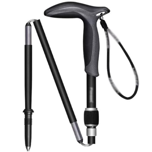 Elderly Home Walking Stick, Carbon Fiber Retractable Trekking Poles, with Rotating Safety Buckle, Foldable Compact Hiking Gear(85-100cm)