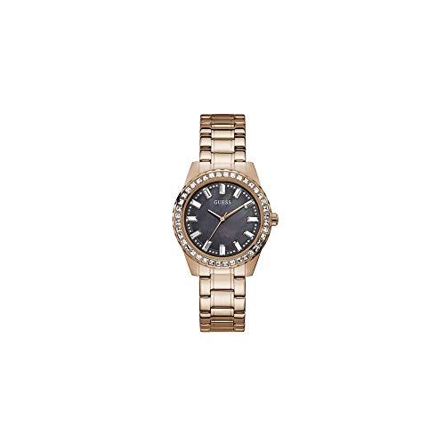 Guess Orologio Donna GW0111L3 – Quarzo, Cinturino In Acciaio Inox Rosa, Cassa 38mm, Quadrante Nero, 30m Water Resistant