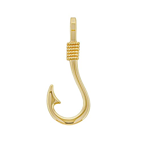 Fish Hook Charm Pendant - 10 Karat Gold - Hook Pendant