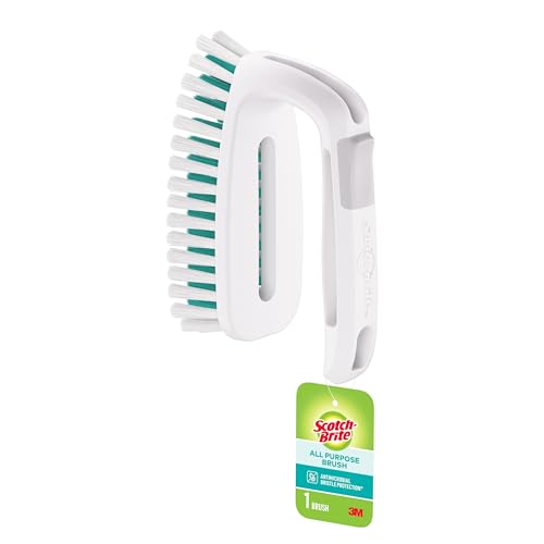 Scotch-Brite All Purpose Brush Durable Bristles for Tile Floors Walls Shower Doors Tubs & Bathroom Fixtures Ergonomic Non-Slip Handle Multi-Surface Cleaning Tool Easy to Rinse & Store 1 Count